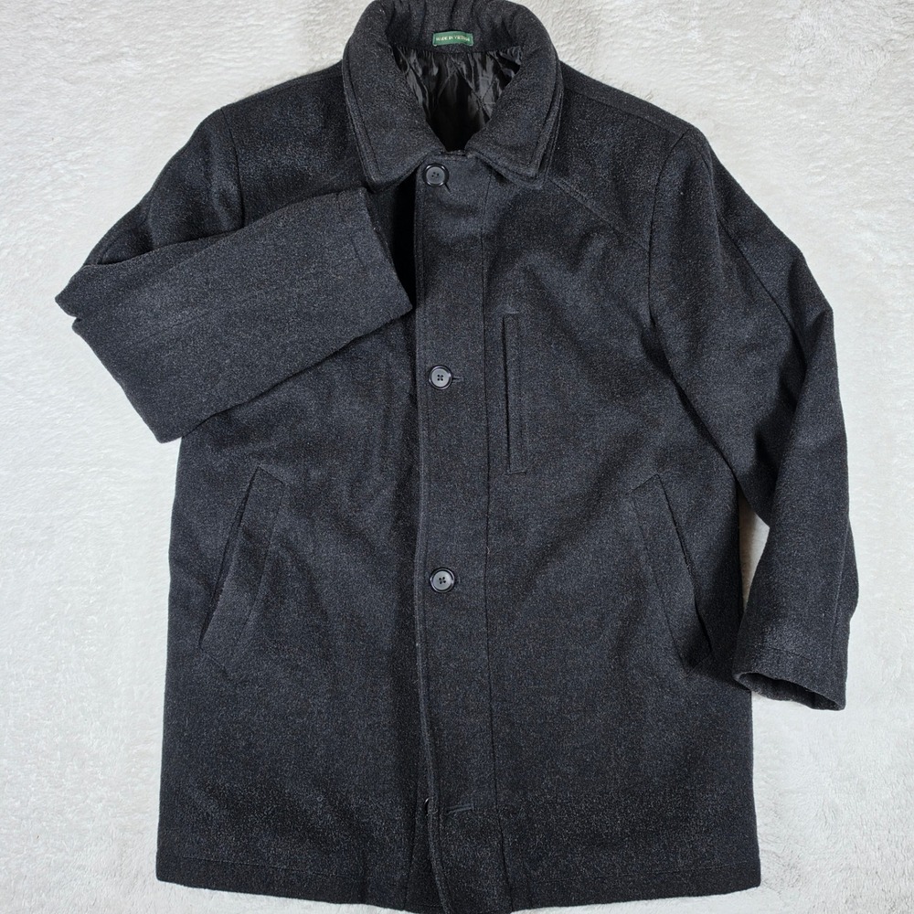 Lauren Ralph Lauren Car Coat Mens 38R Charcoal Grey Wool Button up L/S 6H0011
